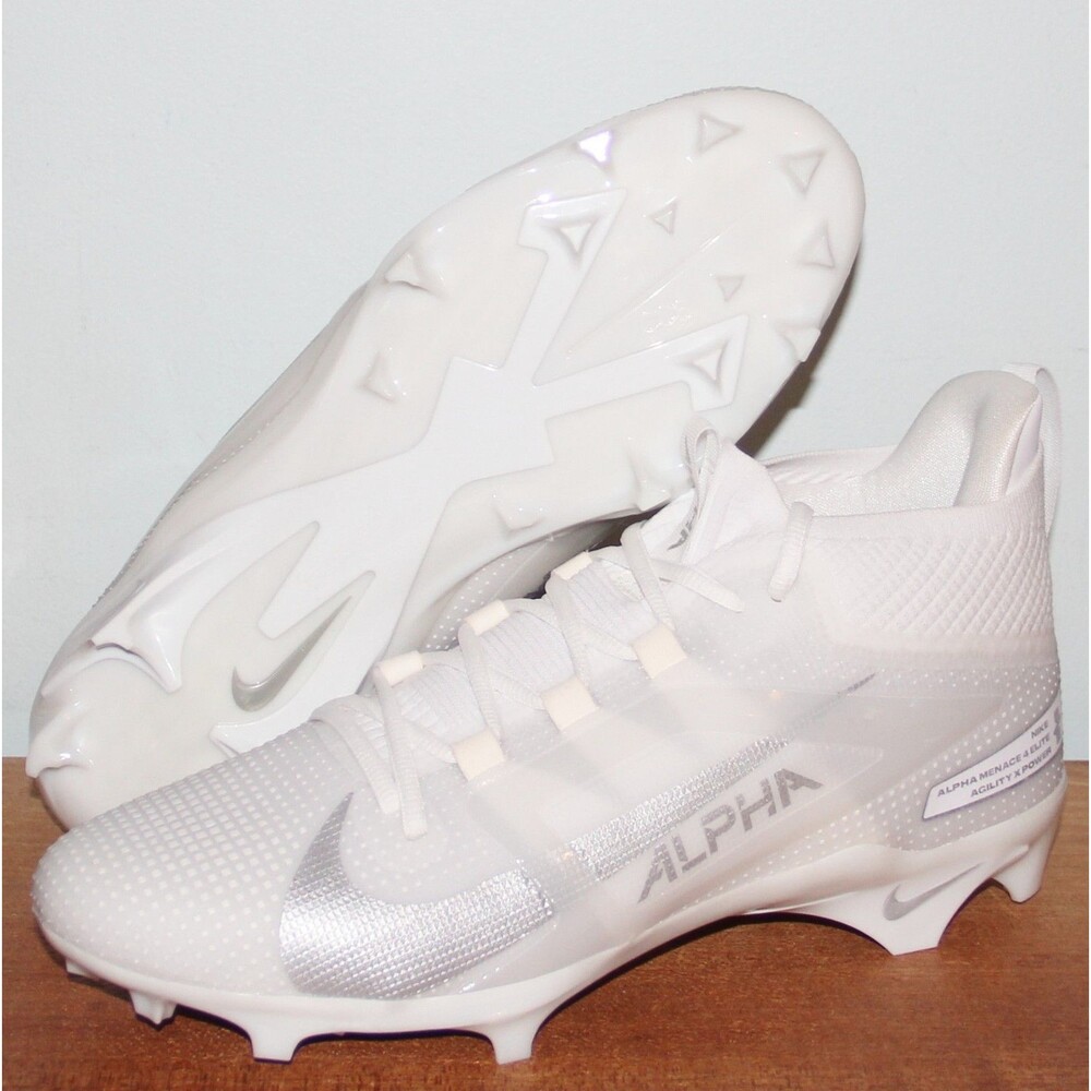 Nike Alpha Menace 4 Elite Football Cleats Mens 12 White Silver